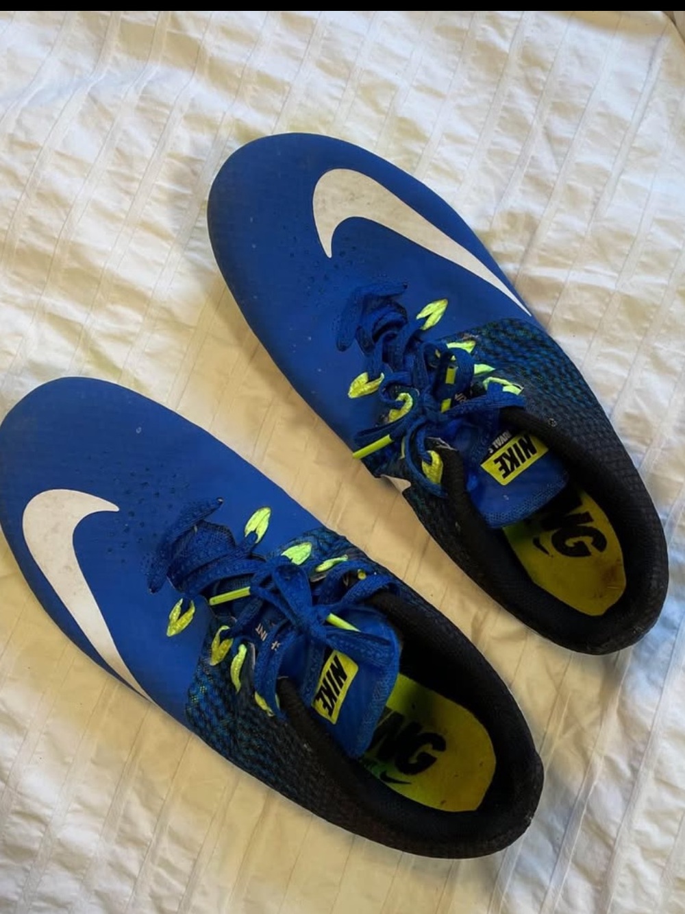 Unisex Royal Blue & Neon Yellow Lace-Up Running/Track Spikes